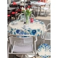 thumbnail image 4 of Outdoor Tablecloth with Umbrella Hole and Zipper, Spring Blue Floral Round Table Cloth 60 Inch Waterproof Tablecloth, Farmhouse Weeping Floral Leaves Burlap Picnic Table Cover for Patio Camping, 4 of 7