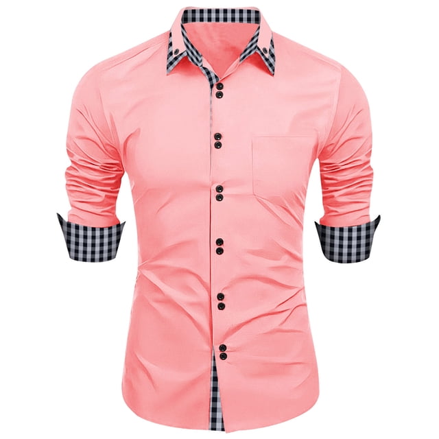 Dagugfen Shirts for Men Long Sleeve Button down Slim Office Casual Dating Wedding Work Shirts Pocket Fashion
