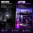 thumbnail image 4 of Belleamave Full Size Metal Loft Bed with L-Shaped Desk, LED Z-Lights, Gaming Loft with USB Charging Station, Pull-Out Computer Tray, Full Loft Bed with Storage Stairs, No Box Spring Needed, Black, 4 of 13