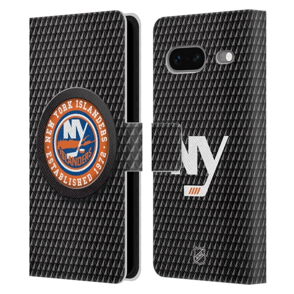 Head Case Designs Officially Licensed NHL New York Islanders Puck Texture Leather Book Wallet Case Cover Compatible with Google Pixel 7
