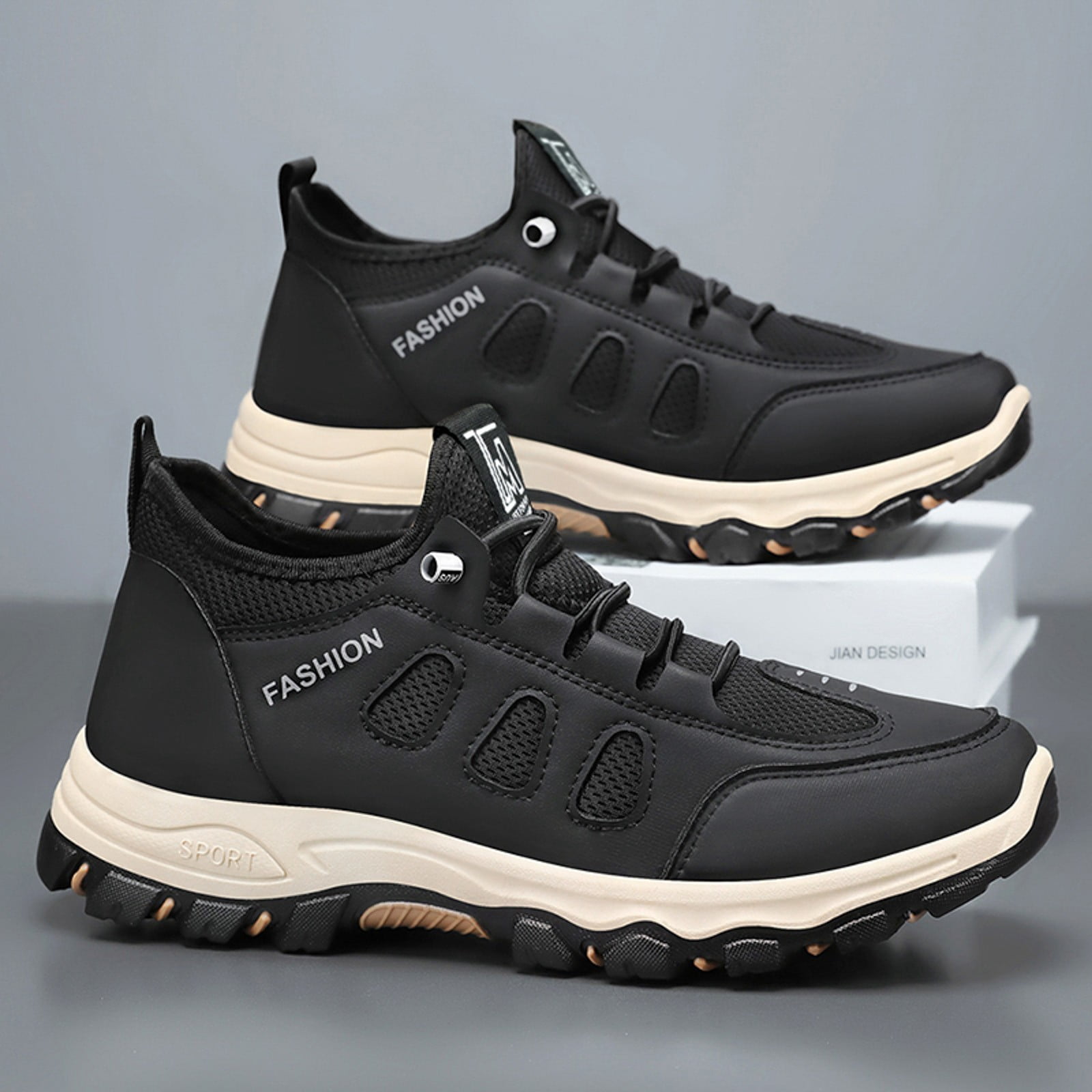 Uikmnh Men Sneakers Men's Autumn New Net Breathable Border Men's Shoes Lightweight Comfortable Running Shoes Outdoor Hiking Shoes Size:7.5