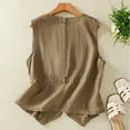thumbnail image 5 of Womens Cotton Linen Vest Casual Loose V Neck Sleeveless Vests Jacke Fall Outfits Fashion Clothes Tops Coats Jacket Khaki Outerwear Vests For Women L, 5 of 5