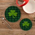 thumbnail image 2 of GZHJMY Vintage Shamrock Clover Leaves Green Plaid Trivet Pot Holder, Round Woven Potholders Set 2PCS-Braided - Coasters - Table Mats 133 for Kitchen Pans Bowl Teapot, 2 of 7