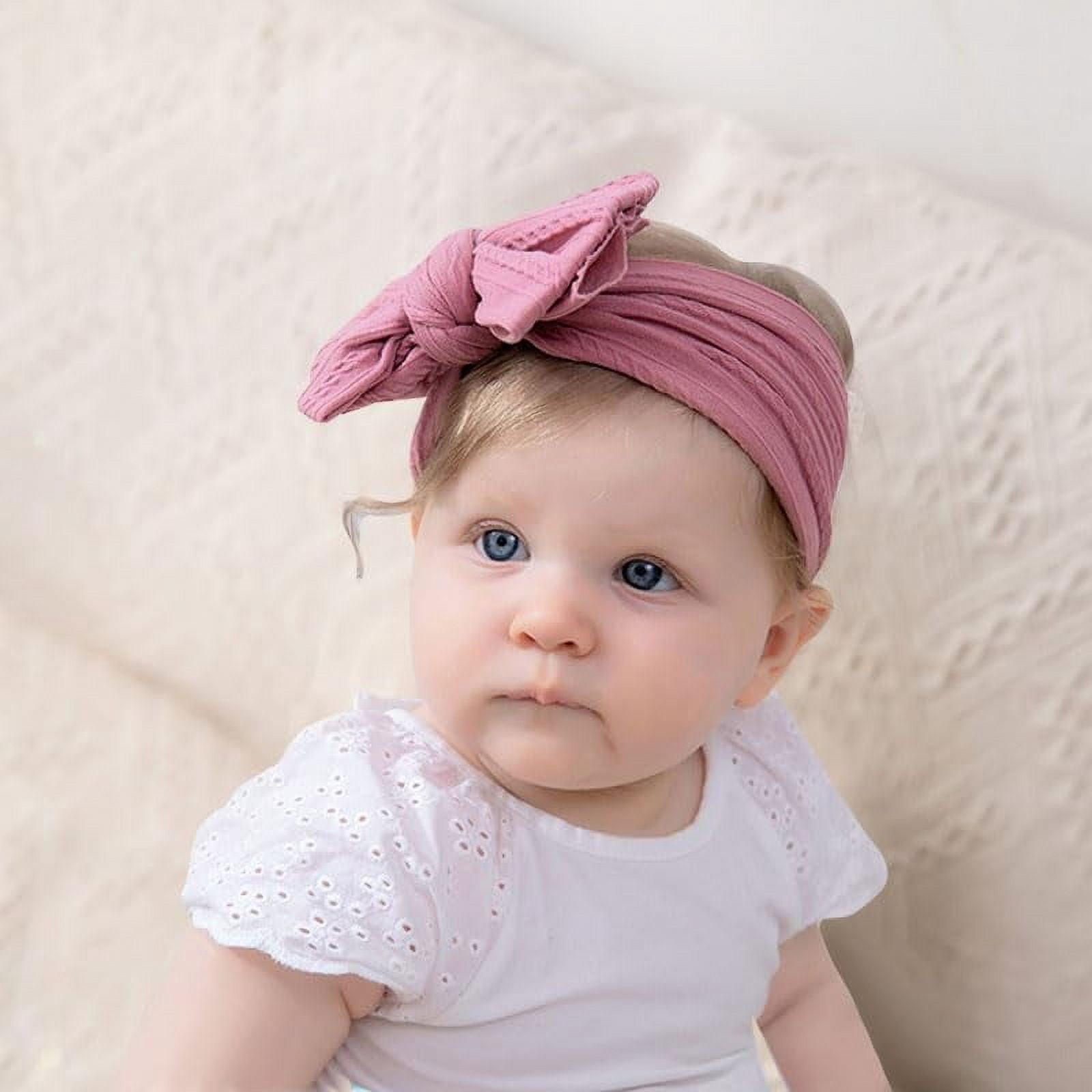 Baby Girls' Headband Set, 20 Pieces Stretchy Nylon with Bows, Lightweight & Soft, for Newborn to Toddler