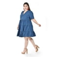 thumbnail image 2 of Vestido de mezclilla con botones Roman Fashion /Tallas Extras, 3831 (Mezclilla dark) azul 36, 2 of 6