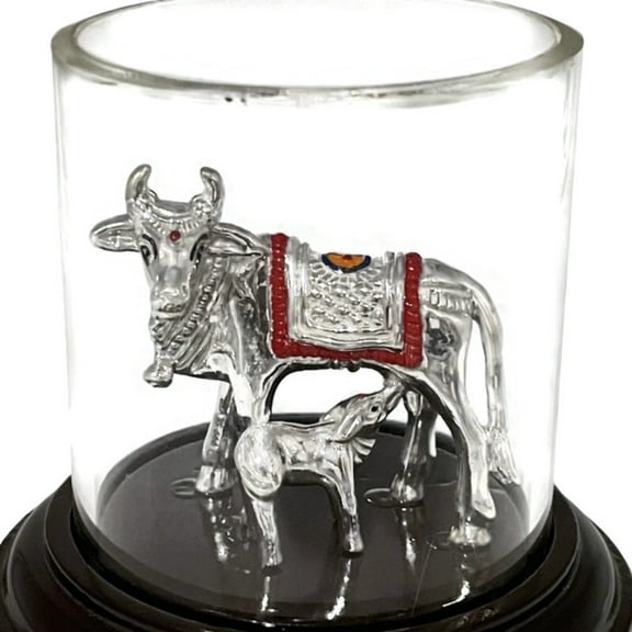 999 Pure Silver Kamdhenu Cow Statue -2.0-inch Tall Idol / Murti (Figurine #11)