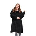 thumbnail image 4 of Couverture Portable à Capuche pour Femmes en Molleton, Sweat à Capuche Chaud et Confortable avec Poche, Régulier, Simple, Noir, Taille Unique, 4 of 7