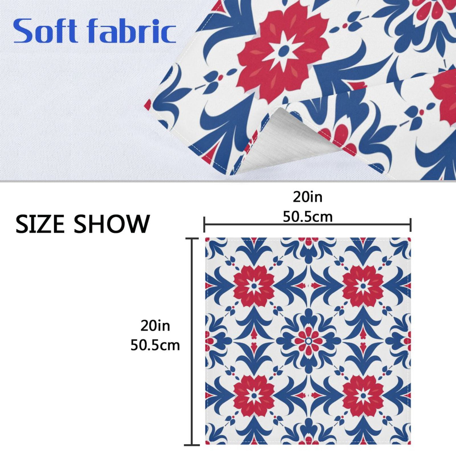 JSTEL Abstract Flowers Floral Cloth Napkins Set of 6, 20x20 Inch Washable and Reusable Napkin for Decoupage Dinner Party Everyday Use