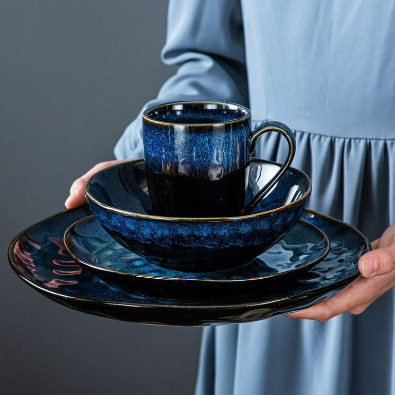 vancasso Starry 16-Piece Dark Blue Stoneware Dinnerware Set