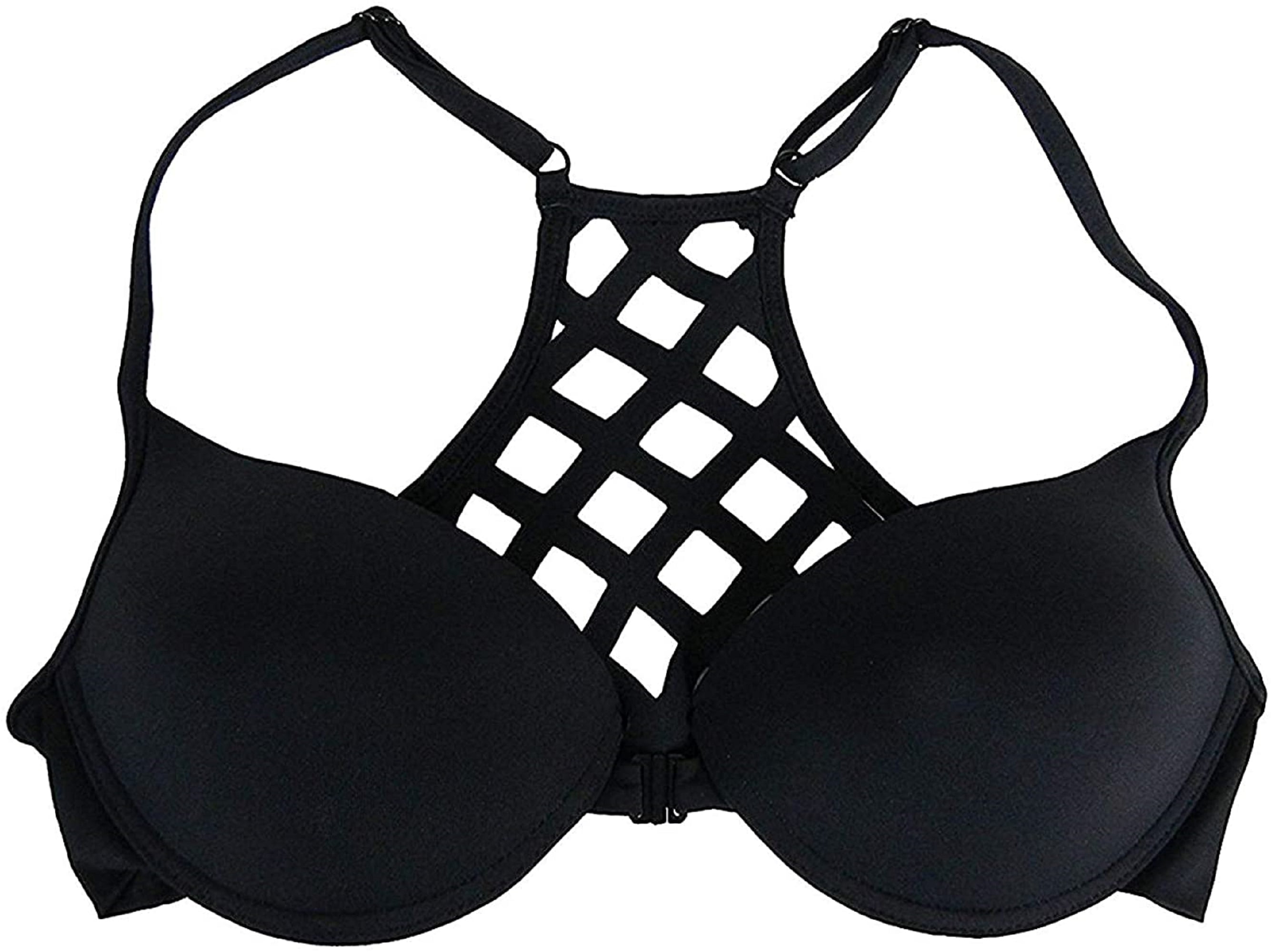 Elizabeth Jane Women's Dr. No Racerback Underwire Bra Swim Top, Black