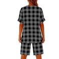 thumbnail image 4 of Amzcrzy_Lounge Sets for Women with Button Casual Loose Solid Color Womens Summer Outfits Notched Neck Short Sleeve Tops Short Pant Suit Comfy Linen Elastic Drawstring Pajama Sets, 4 of 7
