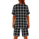 thumbnail image 2 of TaTaai Women's Summer Two Piece Outfit Plaid V-Neck Short Sleeve Button Blouse and Drawstring Waist Shorts Linen-Like Fabric Casual Matching Set Gift, 2 of 7