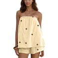 thumbnail image 2 of Women Polka Dot 2 Piece Shorts Set Strapless Tube Top and Shorts Lounge Sets Summer Vacation Matching Outfits, 2 of 4