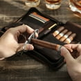 thumbnail image 3 of Genuine Leather Passport Cigar case Travel Bag Cigars Humidor 5 Tube Holder box, 3 of 10