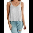 thumbnail image 1 of Camisola Sin Mangas con Lentejuelas para Mujer, Camisetas Brillantes Plateadas M, 1 of 7