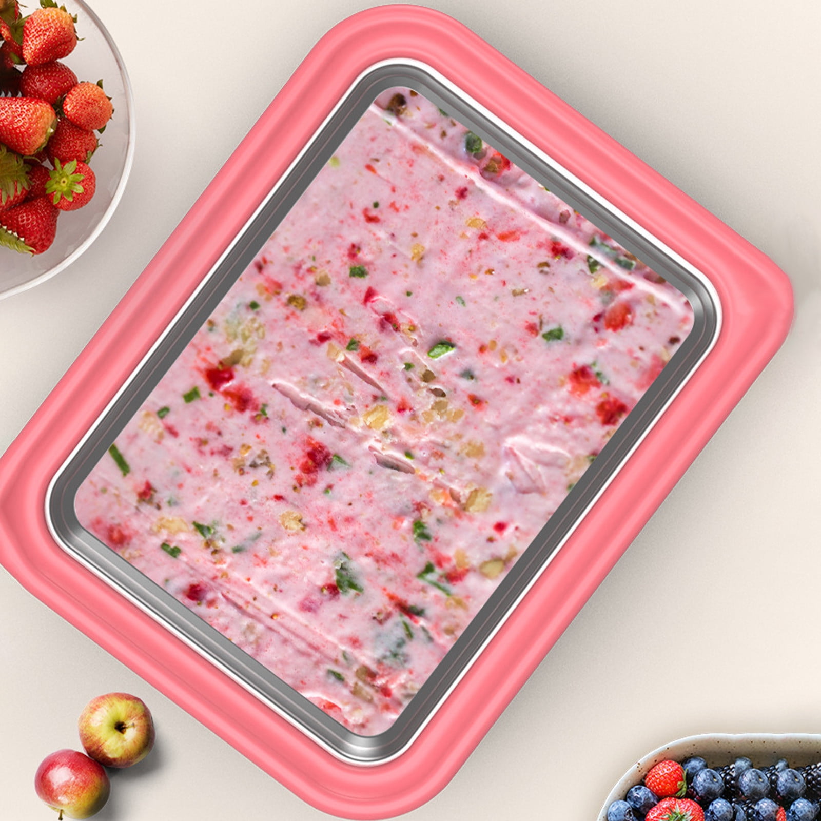 Stainless Steel Mini Ice Maker for Kids - No Electricity Needed - DIY Yogurt Machine with Ice Tray - Green Aluminum Alloy Home Ice Maker - Easy Clean, Safe Materials