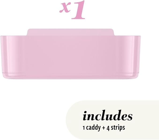 Command Clear Caddy, Lilac Lemonade, 1 caddy, 4 strips