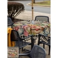 thumbnail image 4 of Spring Flowers Outdoor Tablecloth - 54x54 Inch Square Dining Table Cover, Farmhouse Vintage Black Plaid Wood Grain Waterproof Outdoor Table Cloth with Umbrella Hole & Zipper for Picnic/Patio/Party, 4 of 7