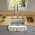 thumbnail image 3 of ALFI brand AB2418HS-B 24 inch Biscuit Reversible Smooth / Fluted Single Bowl Fireclay Farm Sink, 3 of 12