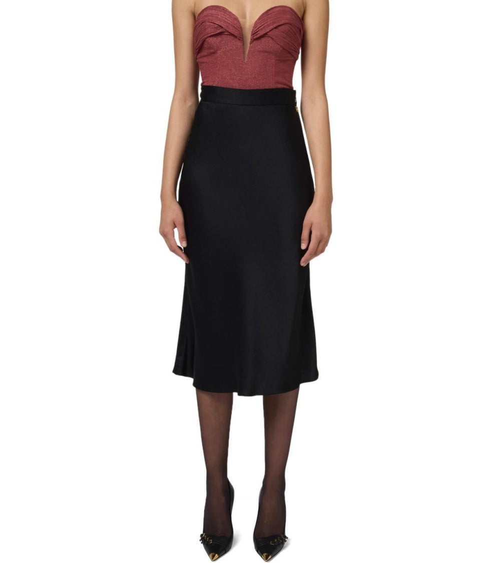 スカート ELISABETTA FRANCHI Woman Skirt Black GO073 110 ELISABETTA FRANCHI Women's long black skirt with satin knot