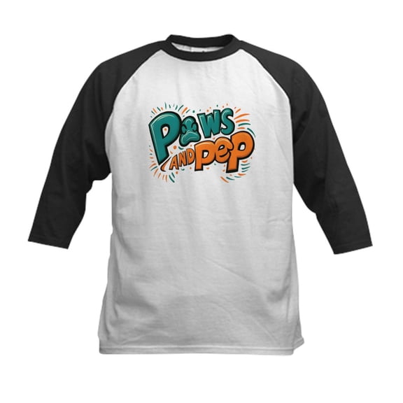 CafePress - Paws Ans Pep Kids Baseball T Shirt - Kids Cotton Baseball Jersey, 3/4 Sleeve Shirt
