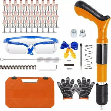 Heavy-Duty Manual Nail Gun Kit - Fast 0.1s Steel Plate Puncture, 5 Power Settings