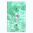 thumbnail image 1 of Metal Light Switch Plate Outlet Cover (Teal Leaf Letter Damask LET010), 1 of 13