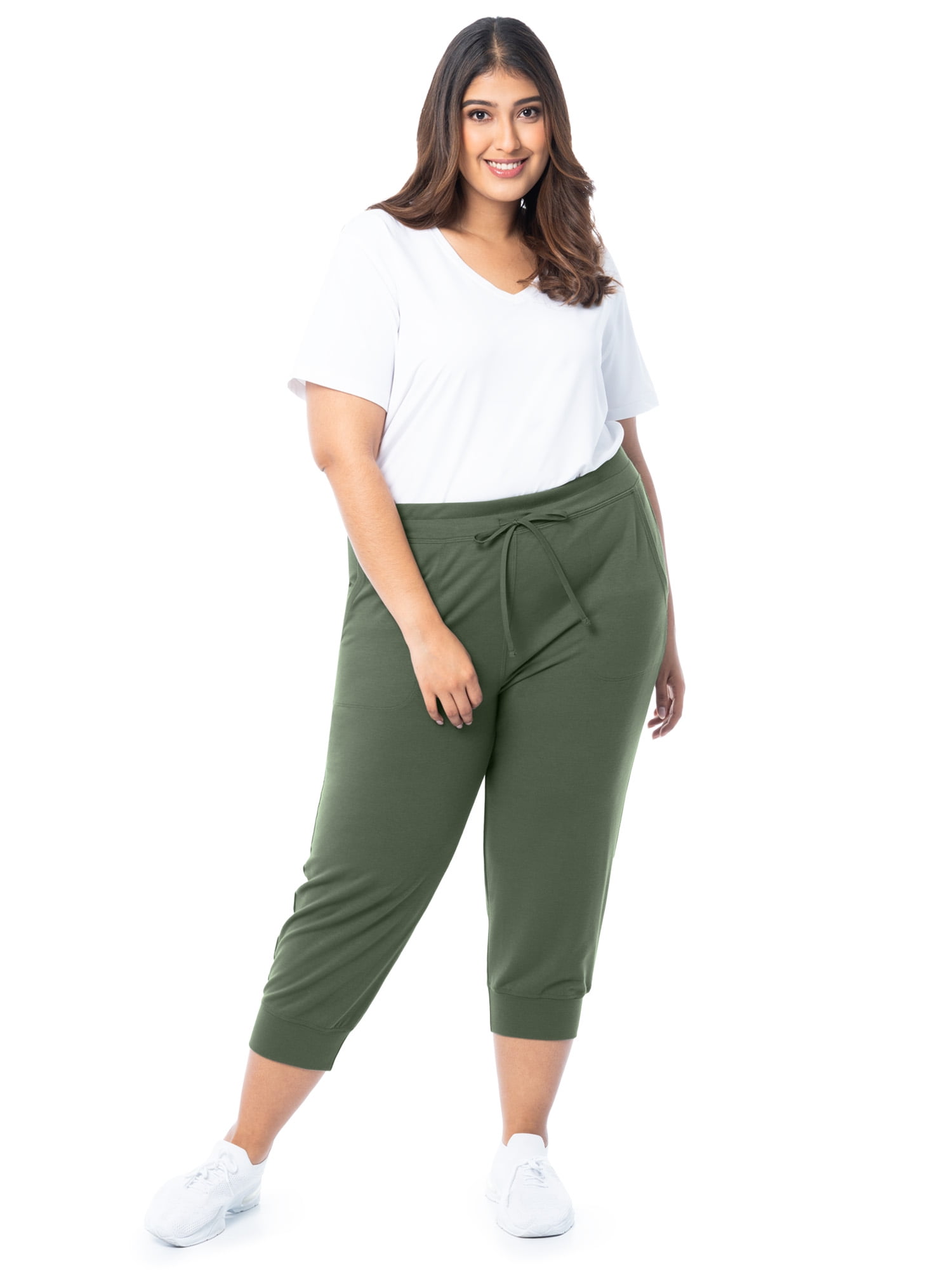 Athletic Works Women's Plus French Terry Athleisure Capri Jogger Pants, size 1X-5X