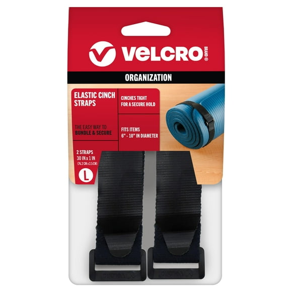 Correas elásticas de la marca VELCRO, multiusos, negras, 76 cm x 2,5 cm, paquete de 2