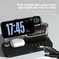 thumbnail image 4 of 5 in 1 Wireless Charging Dock for iPhone for For AirPods Pro for iWAtch Touch Adjust Night Lamp Alarm Clock 15W Charger Stand for Samsung (Black), 4 of 6