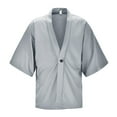 thumbnail image 1 of SHIXIAOO Men's Solid Drop Shoulder Kimono Jacket Open Front Cardigan Cloak Heavy Cardigan for Men Mens Fashion Trench Coat, 1 of 8