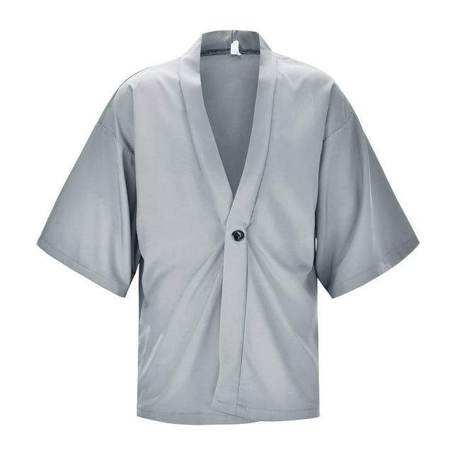 SHIXIAOO Men's Solid Drop Shoulder Kimono Jacket Open Front Cardigan Cloak Heavy Cardigan for Men Mens Fashion Trench Coat