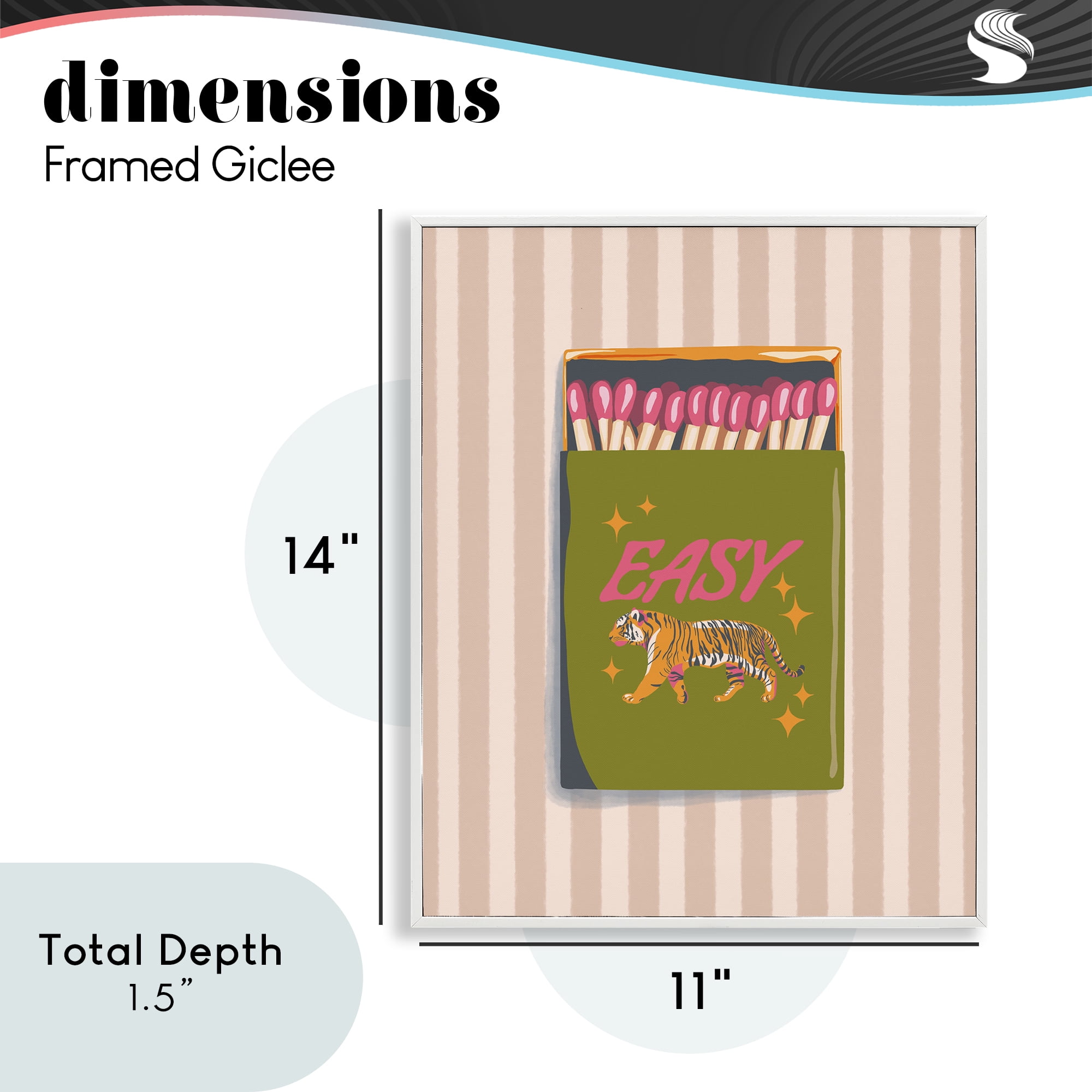 Easy Tiger Retro Matches White Framed Giclee Art, design by Elyse Anastacia