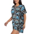 thumbnail image 2 of Naloa Blue Excavator Women's Short-Sleeved Pajama Set, Loungewear, Summer pajamas, Breathable Cozy - XX-Large, 2 of 9