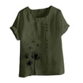 thumbnail image 3 of Women's Boho Floral Print Shirts for Women Summer Short Sleeve Tunic Shirts Button Crewneck Blouses 2026 Clothing(Army Green,M), 3 of 3