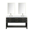 thumbnail image 3 of Norwalk 60 in W Black Oak Double Vanity, Cultured Marble Top, Faucet Set,& 28 in Mirrors, 3 of 9