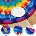 thumbnail image 4 of Colorful Tie Dye Floral Mandala Round Fitted Tablecloth with Elastic Edge,Dining Table Cover Waterproof,Outdoor Round Tablecloth for Camping,Dining,Indoor and Outdoor, 4 of 7