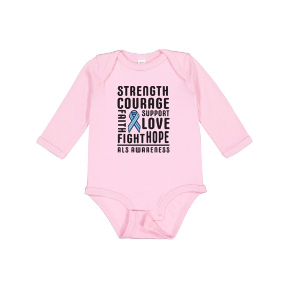 Inktastic ALS Awareness Strength Courage Support Boys or Girls Long Sleeve Baby Bodysuit