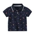 thumbnail image 2 of TOOYOU Boys Polo Shirt Summer Kids Toddler Baby Shirt Solid Short Sleeve Cute Cartoon Print T Shirt Blouse Tops Outfits Size 4-5 Years Navy, 2 of 7