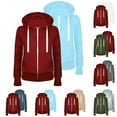 thumbnail image 3 of Dezsed Zip Up Sweatshirt Women Clearance Fashion Women Casual Hooded Slim Zipper Fleece Sweater Coat 2 Piece Outfits Wine M, 3 of 3