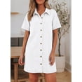 thumbnail image 2 of EMMIOL Women's Button Down Denim Dress Short Sleeve Babydoll Mini Jean Shirt Dress Fall Casual Trendy Outfit, 2 of 6