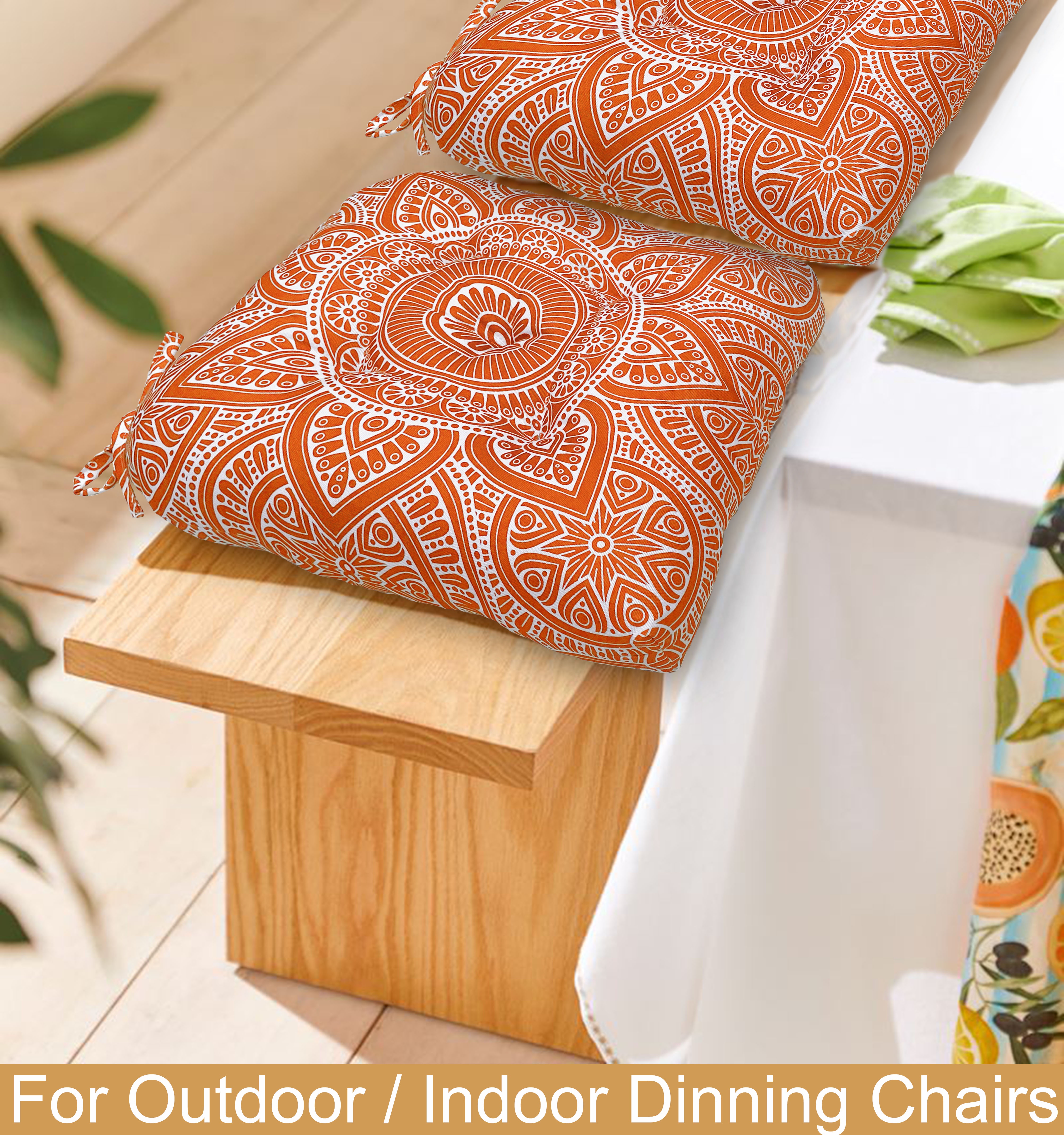Indoor Outdoor Waterproof Chair Seat Pads Cushion |19x19 Inches – Thick Patio Garden Furniture Cushions with Ties
