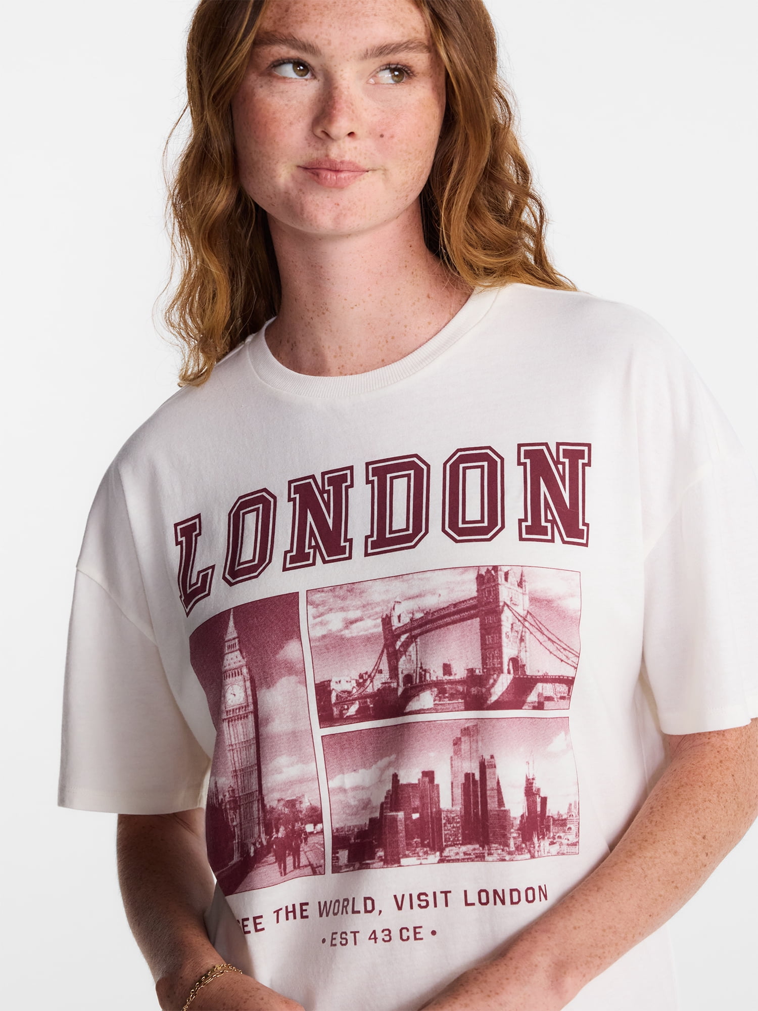 No Boundaries Washed Graphic Boyfriend Tee, Women's XXS-XXL