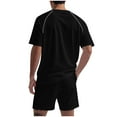 thumbnail image 4 of Gym Outfits for Men 2 Piece Quick-Dry Athletic Workout Sets Solid Stretchy Slim Short Sleeve T-Shirts and Shorts Track Suits with Pockets, 4 of 4
