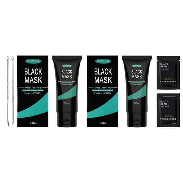 Charcoal Mask 2 Blackhead Remover Mask Plus 2 Extractors And 2 Pore Strips Deep Cleansing Black Mask For Blackheads, Whitehead, Peel Off Face Mask For Acne Treatment - Walmart.com