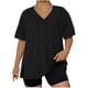 thumbnail image 1 of Mujeres Más Tamaño Manga Larga Tops Color Sólido Doblado Hendidura V Cuello Suéter, Mujeres Más Tamaño Manga Larga Tops Casual de Moda Toda la Temporada Diario, 1 of 6