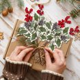 thumbnail image 2 of 16in Artificial Christmas Leaf and Red Berry Bouquet – Handmade Plastic Flower Arrangement for Holiday Decor, Table Centerpiece, DIY Craft & Garden Display, 2 of 5