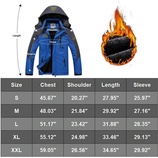 Veste de ski pour homme Veste d'hiver chaude Manteau de neige coupe-vent  Veste de pluie imperméable pour la randonnée Camping Outwear 