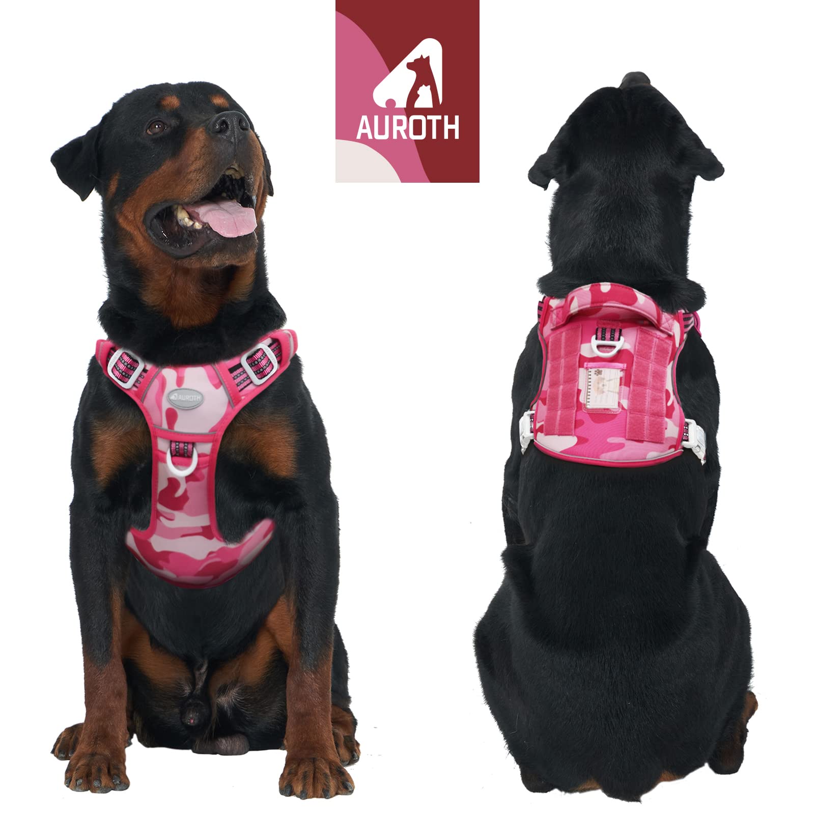 Auroth No Pull Dog Harness, Pink Camo, Large photo 6