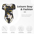 thumbnail image 6 of Rateoe Lilies Flowers Printed Women Rash Guard Short Sleeve,Tummy control Swimsuit Surfing Swimsuit Bathing Suit Short-sleeved Onesie UPF 50+, 6 of 6